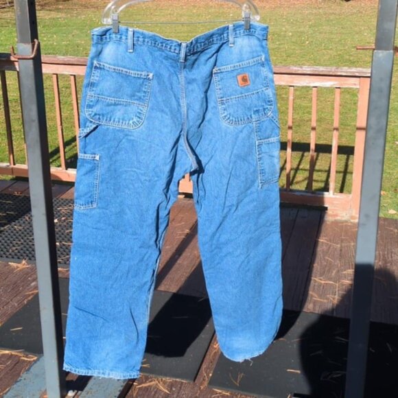 Carhartt Jeans 40 X 30 Carpenter Workwear Flannel Lined Distressed Workgear Warm - Picture 6 of 9